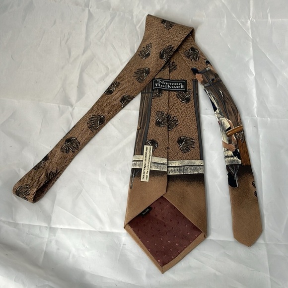 Vintage Norman Rockwell The Rookie Silk Tie The Saturday Evening Post 1995 Tan - Picture 6 of 12